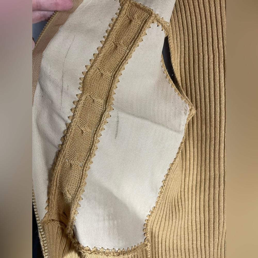 Designers Studio Originals Suede Front Sweater Vest Womens Tan Camel Zip Sz M - Picture 8 of 10
